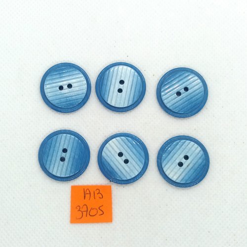 6 boutons en résine bleu - 23mm - ab3705