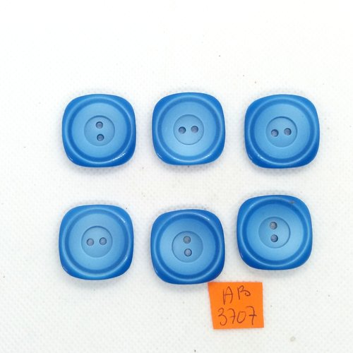 6 boutons en résine bleu - 24x24mm - ab3707