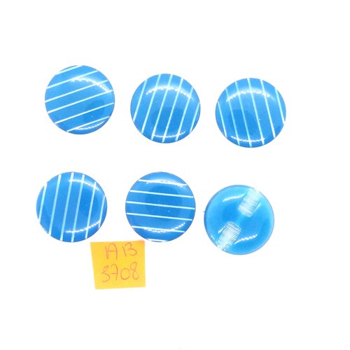 6 boutons en résine bleu et transparent - 22mm - ab3708