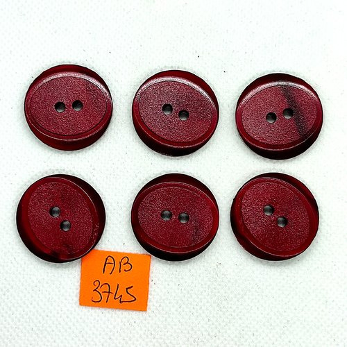 6 boutons en résine bordeaux - 26mm - ab3745