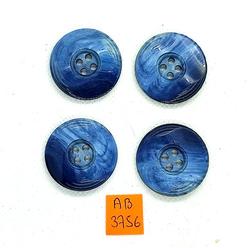 4 boutons en résine bleu - 31mm - ab3756