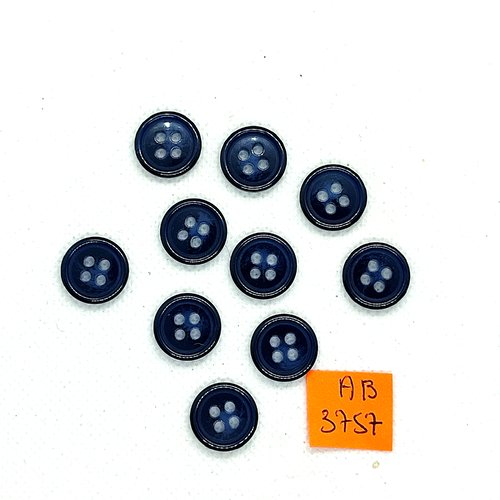 10 boutons en résine bleu - 15mm - ab3757
