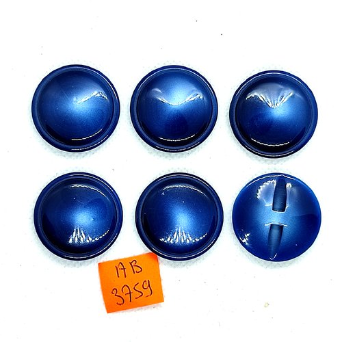 6 boutons en résine bleu - 28mm - ab3759