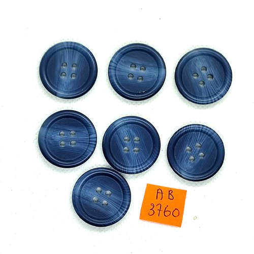 7 boutons en résine gris/bleu - 25mm - ab3760