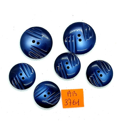 6 boutons en résine bleu - 27mm et 22mm - ab3761