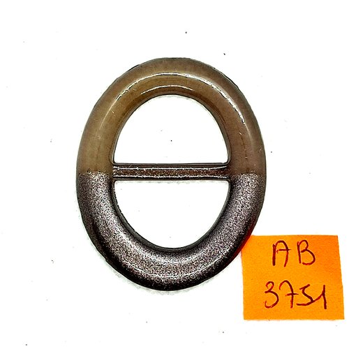 Boucle de ceinture coulissante en résine marron bicolore - 49x40mm - ab3751