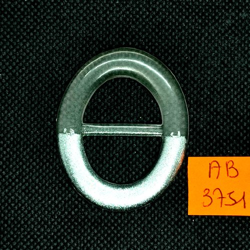 Boucle de ceinture coulissante en résine transparent et argernté - 49x40mm - ab3751
