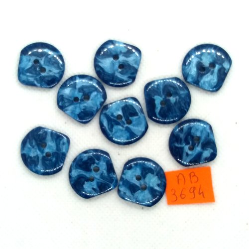 9 boutons en résine bleu - 20mm - ab3694