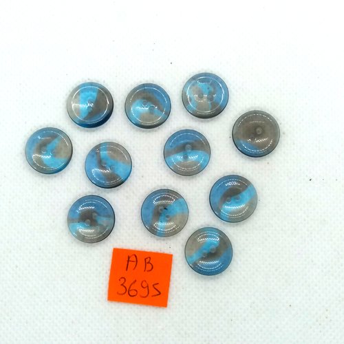 11 boutons en résine bleu transparent - 15mm - ab3695