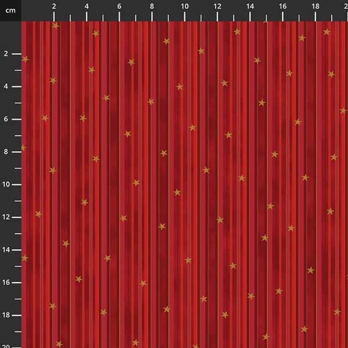 Tissu de noel - rayures et étoiles rouge / doré - stof fabrics - coton - 10cm/laize