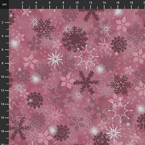 Tissu de noel - flocon de neige rose - stof fabrics - coton - 10cm/laize