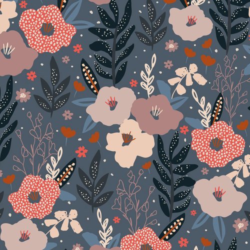 Tissu dashwood studio - woodland - fleurs d'automne - coton - 10cm/laize