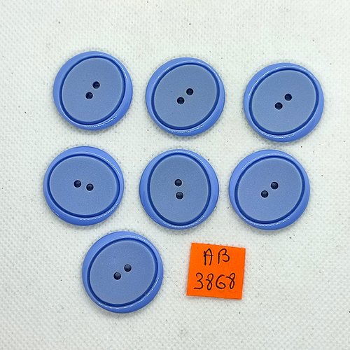 7 boutons en résine bleu - 27mm - ab3868