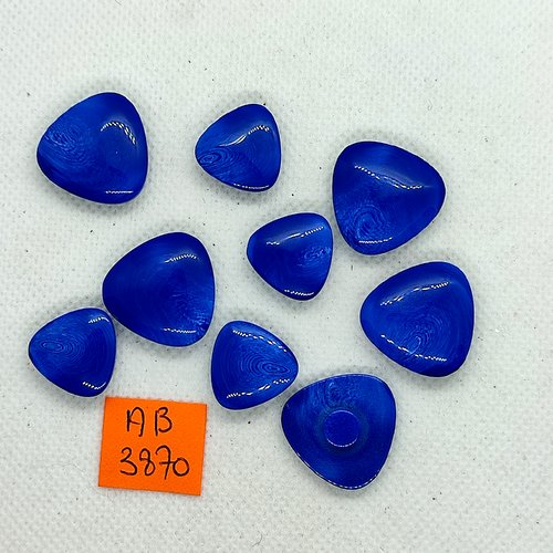 9 boutons en résine bleu - 21mm et 16mm - ab3870