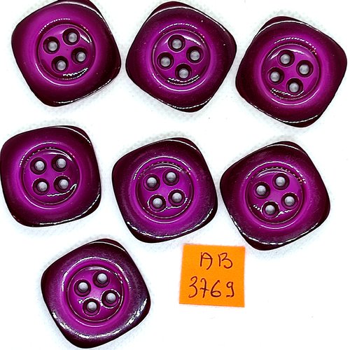 7 boutons en résine violet - 27x27mm - ab3769