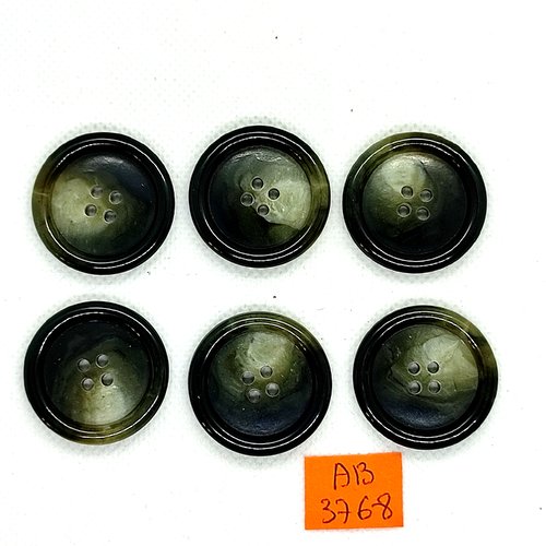6 boutons en résine vert - 29mm - ab3768