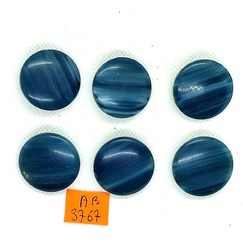6 boutons en résine bleu - 28mm - ab3767