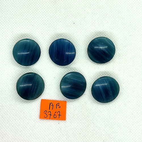 6 boutons en résine bleu - 21mm - ab3767