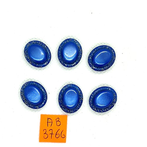 6 boutons en résine bleu - 19x23mm - ab3766