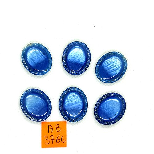 6 boutons en résine bleu - 15x18mm - ab3766