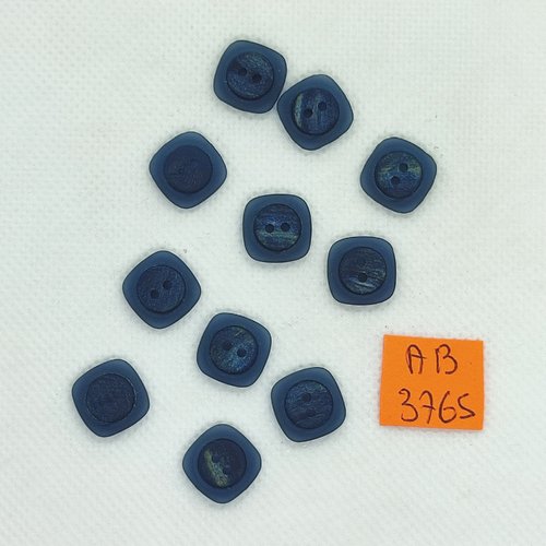 10 boutons en résine bleu - 12x12mm - ab3765