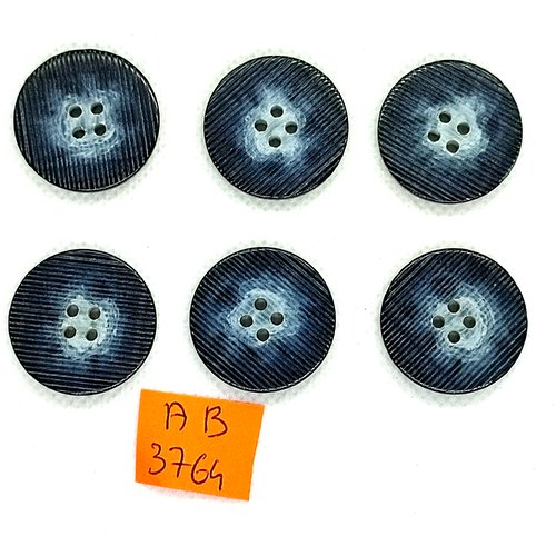 6 boutons en résine gris/bleu - 25mm - ab3764