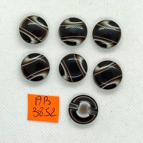 7 boutons en résine marron et crème - 17mm - ab3852