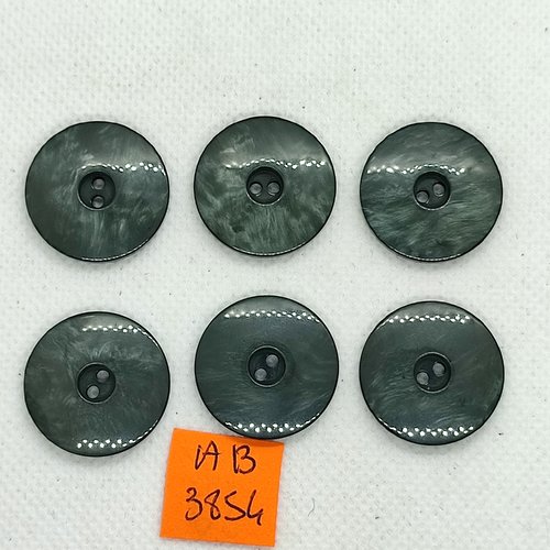 6 boutons en résine gris - 23mm - ab3854