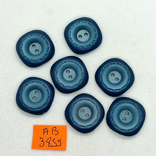 7 boutons en résine bleu - 24x24mm - ab3859