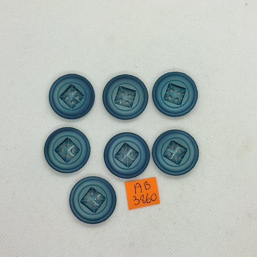 7 boutons en résine bleu - 27mm - ab3860
