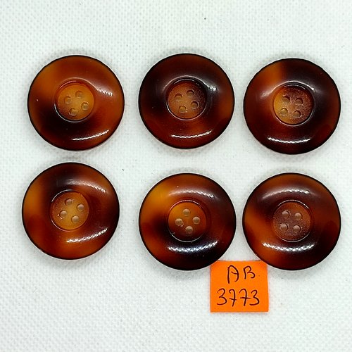 6 boutons en résine marron opaque - 31mm - ab3773
