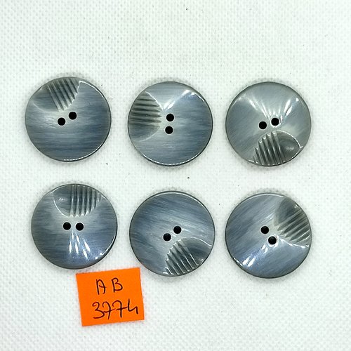 6 boutons en résine gris - 27mm - ab3874