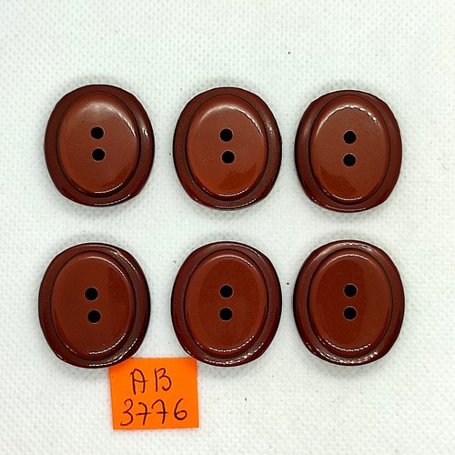 6 boutons en résine marron - 25x28mm - ab3876