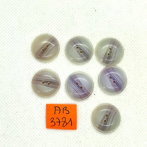 7 boutons en résine gris clair - 18mm - ab3781