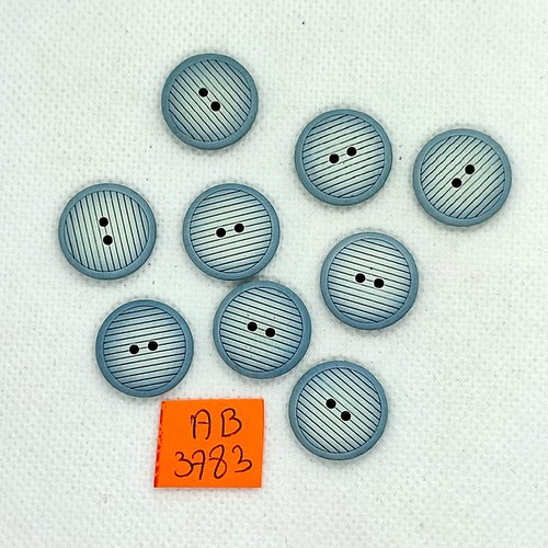 9 boutons en résine bleu - 18mm - ab3783