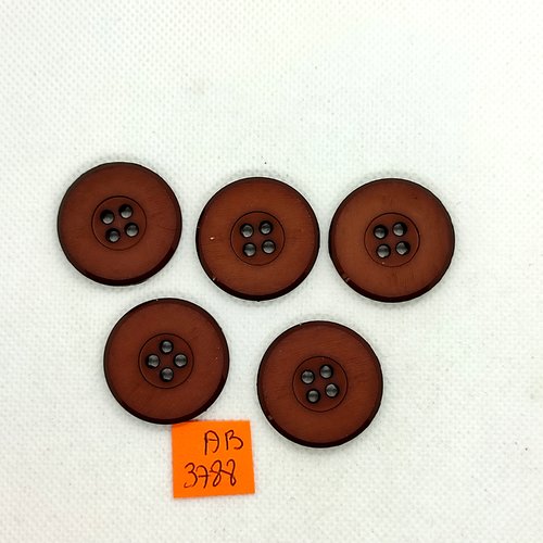 5 boutons en résine marron - 28mm - ab3788