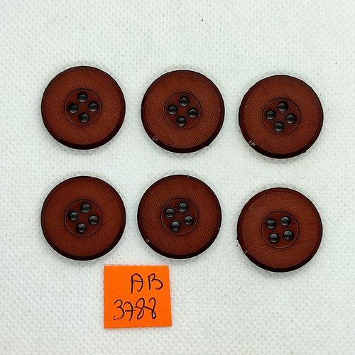 6 boutons en résine marron - 23mm - ab3788