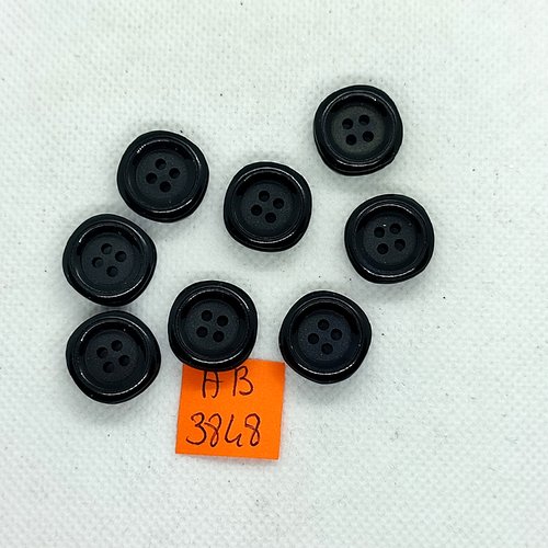 8 boutons en résine noir - 17mm - ab3848