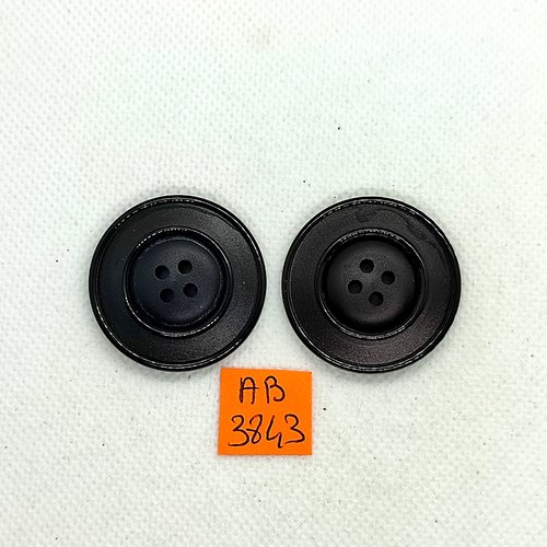 2 boutons en résine noir - 34mm - ab3843