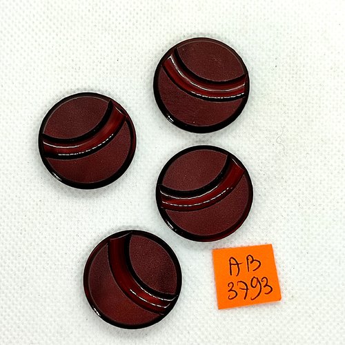 4 boutons en résine marron - 28mm - ab3793