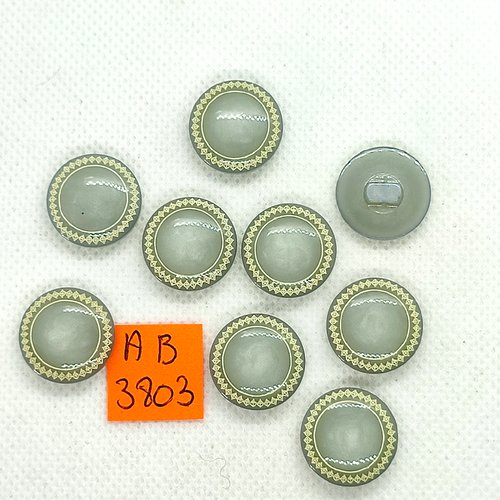 9 boutons en résine gris/bleu - 17mm - ab3803