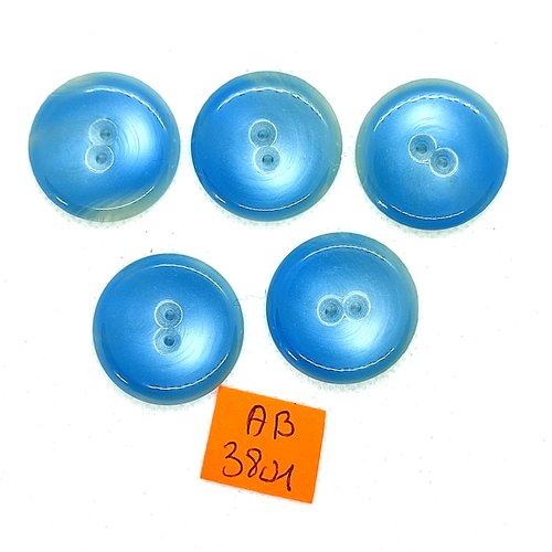 5 boutons en résine bleu - 27mm - ab3801