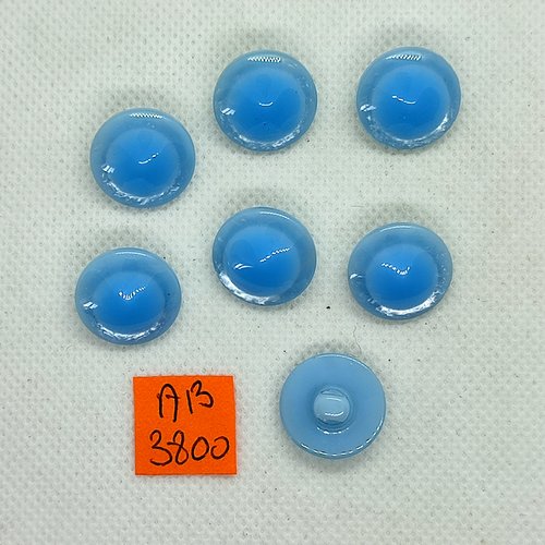 7 boutons en résine bleu clair - 17mm - ab3800