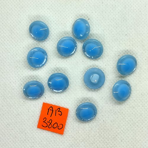 11 boutons en résine bleu clair - 13mm - ab3800