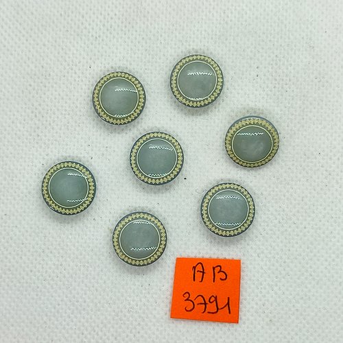 7 boutons en résine gris - 15mm - ab3791