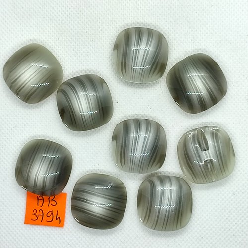 9 boutons en résine gris clair - 25mm - ab3794
