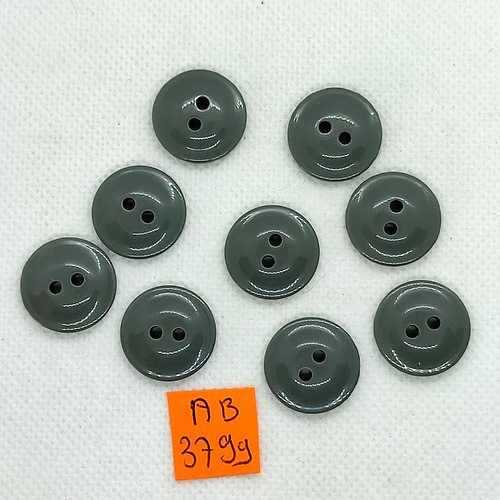 9 boutons en résine gris - 18mm - ab3799