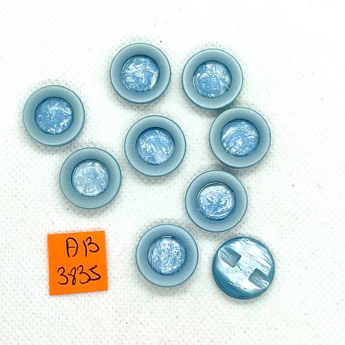 9 boutons en résine bleu - 17mm - ab3835