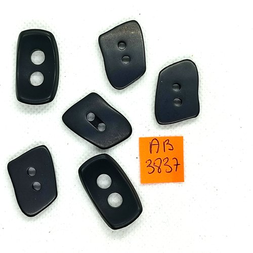 6 boutons en résine noir - 17x21mm et 16x28mm - ab3837