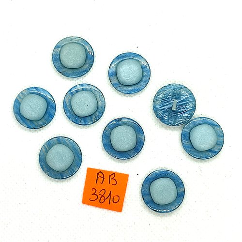 9 boutons en résine bleu - 18mm - ab3810